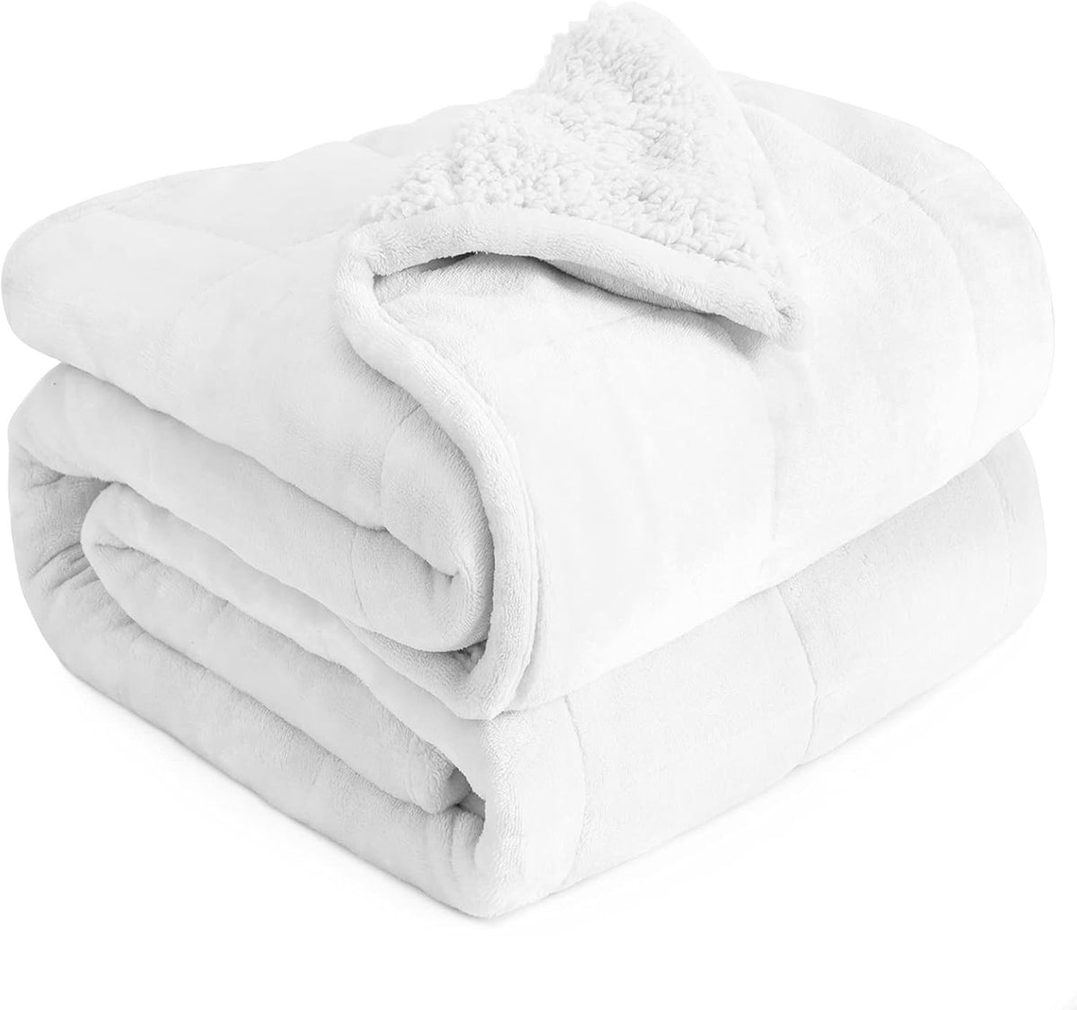 15lbs Sherpa Fleece Weighted Blanket 48x72" Snow White for Bed & Sofa