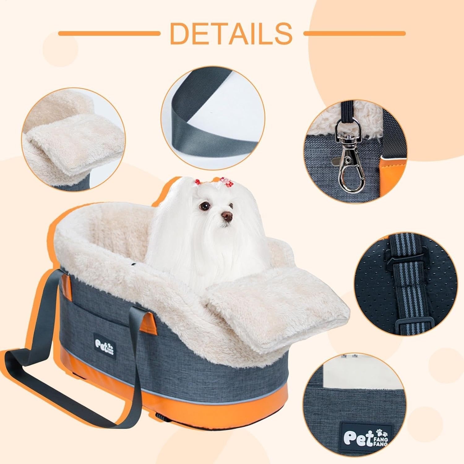 Center Console Dog Car Seat Pet Travel Carrier Bed Small Dogs Cats