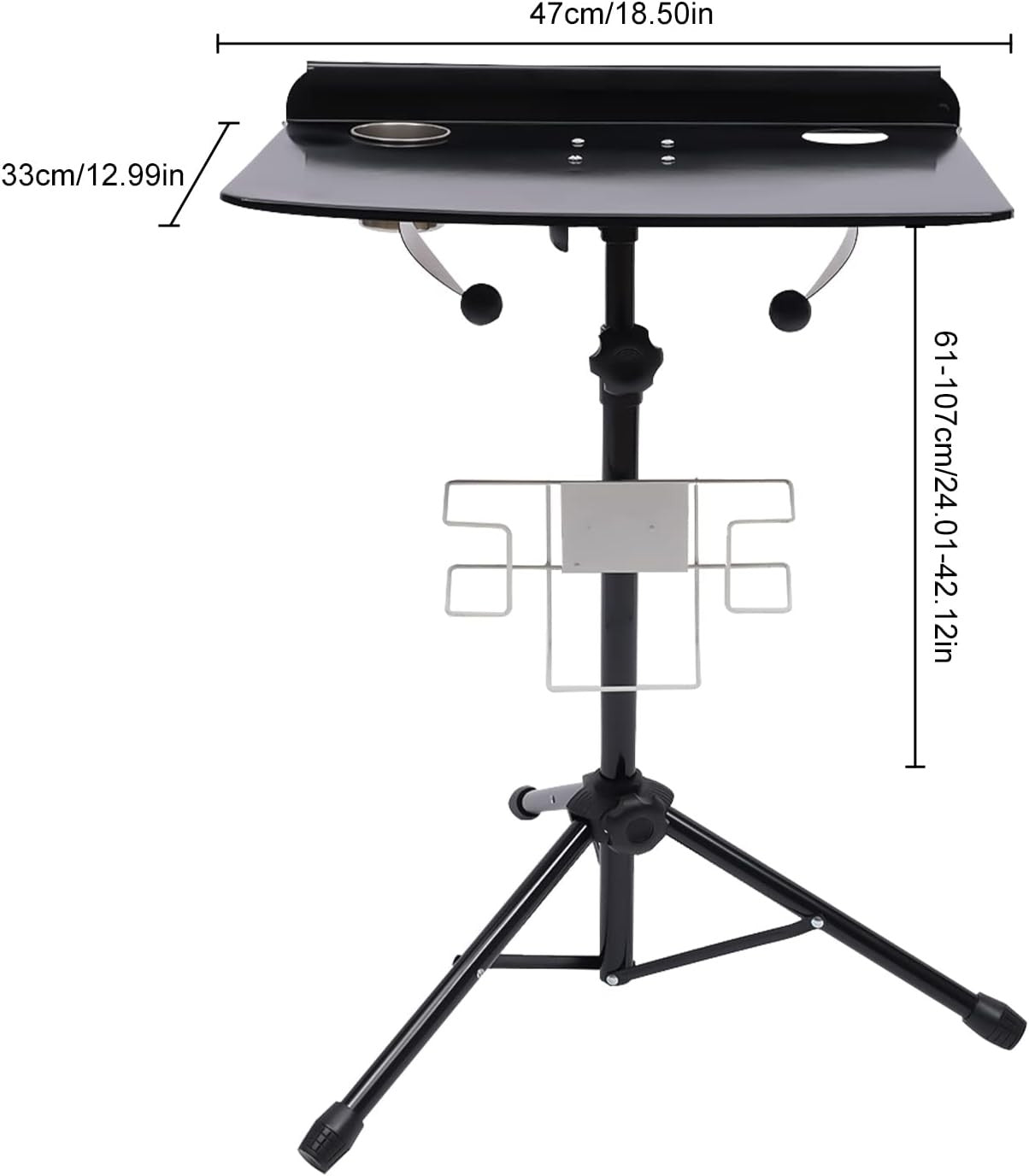 Tattoo Workstation Adjustable Height Rolling Tray Table Portable Studio