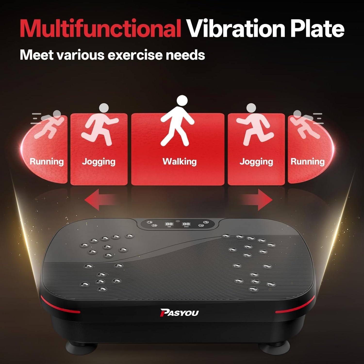 Dual Motor Vibration Plate Exercise Machine 99 Speeds Lymphatic Trainer