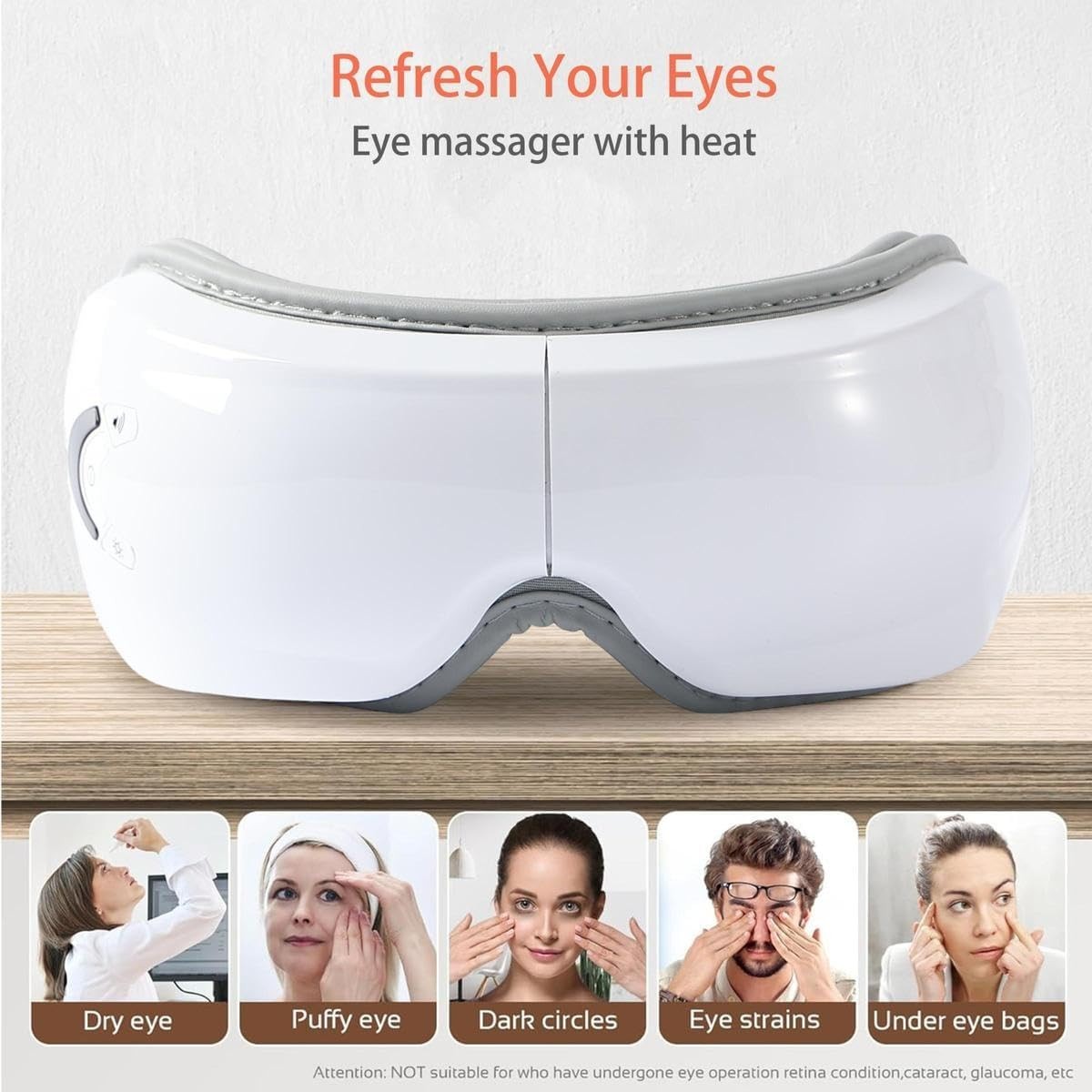 4 in 1 Heated Eye Mask Bluetooth Compression Vibration Sleep Aid