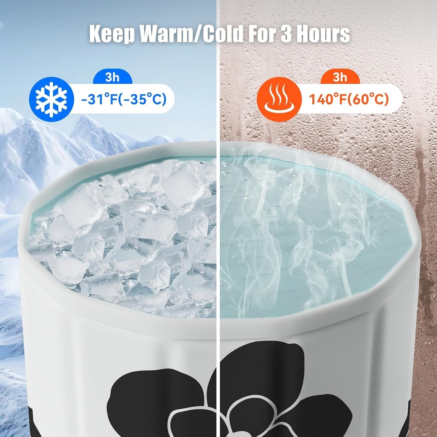 Portable Foldable Adult Bathtub 70x65cm Indoor/Outdoor Ice & Hot Spa Tub