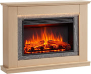 Electric Fireplace Suite 43" LED Log Flame Heater Freestanding Oak