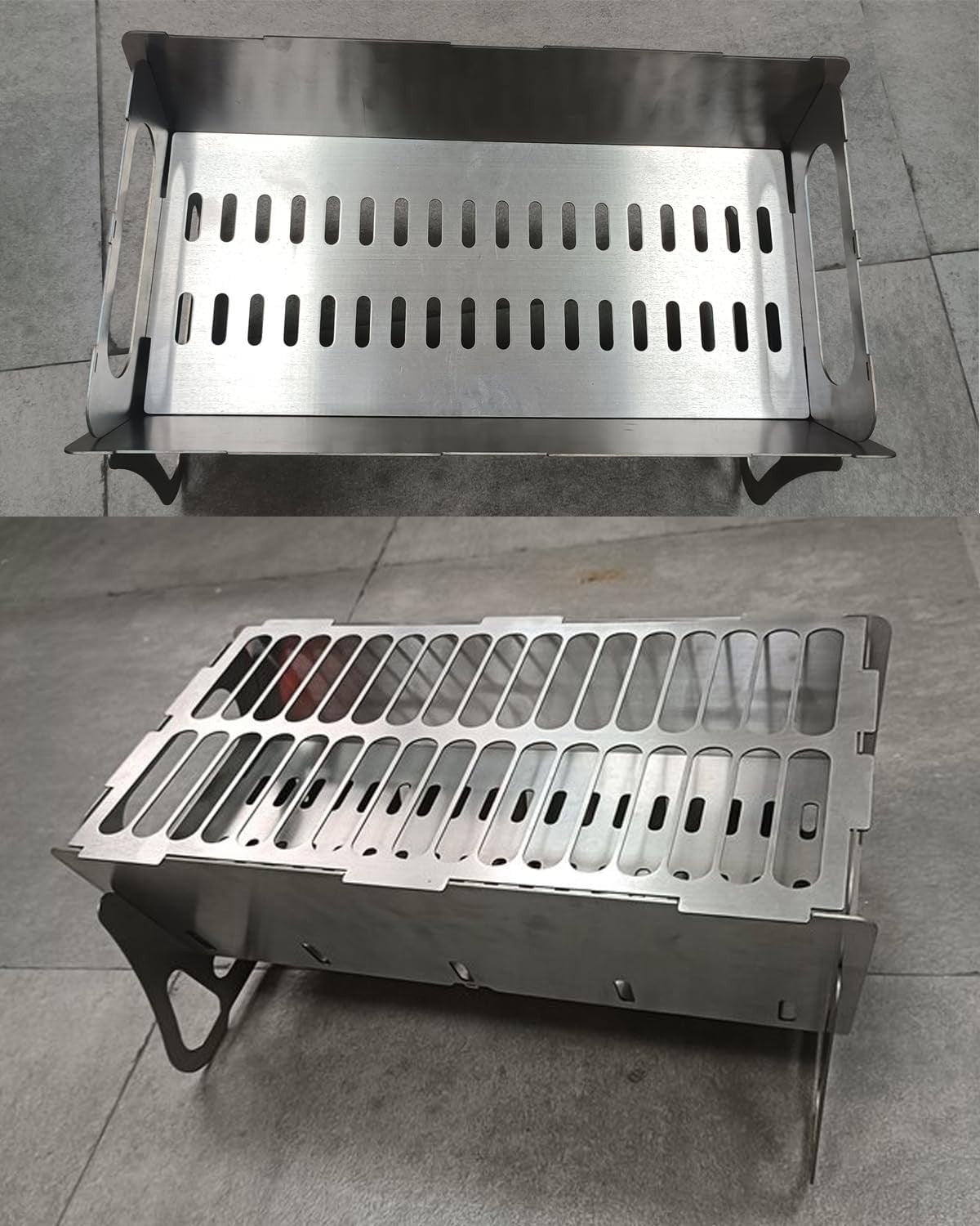 Portable Stainless Steel Camping BBQ Grill Foldable Charcoal Fire Pit
