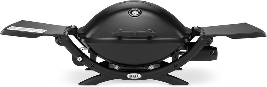 Portable Gas BBQ Grill with Cast Iron Cooking Grate | Fold-Out Tables