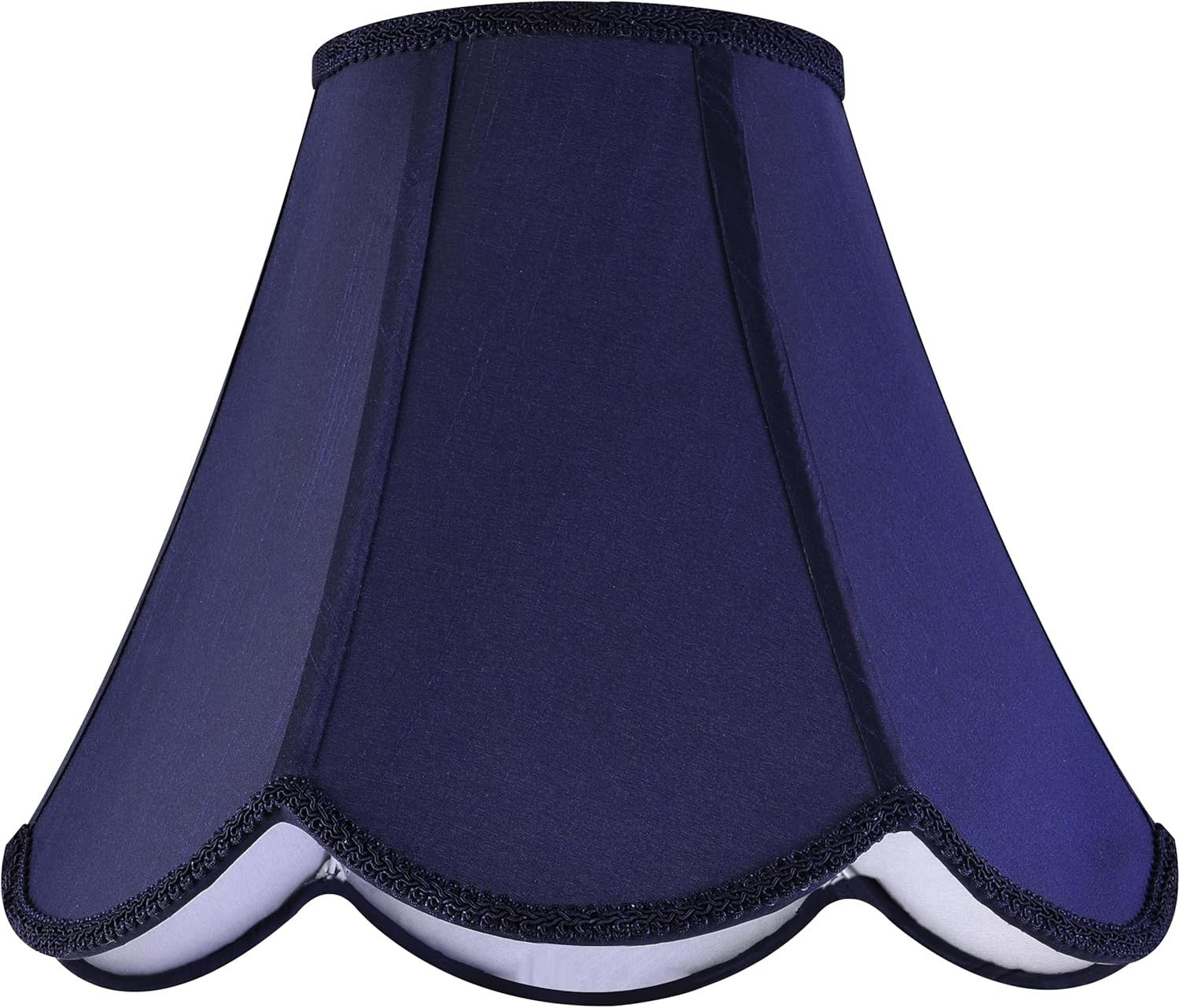 Navy Blue Bell Lamp Shades 2pc -Petal Edge Braid Scalloped Medium
