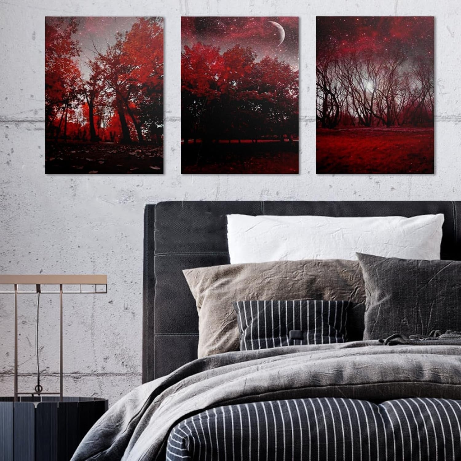 Abstract Red Tree Canvas Wall Art Framed Modern