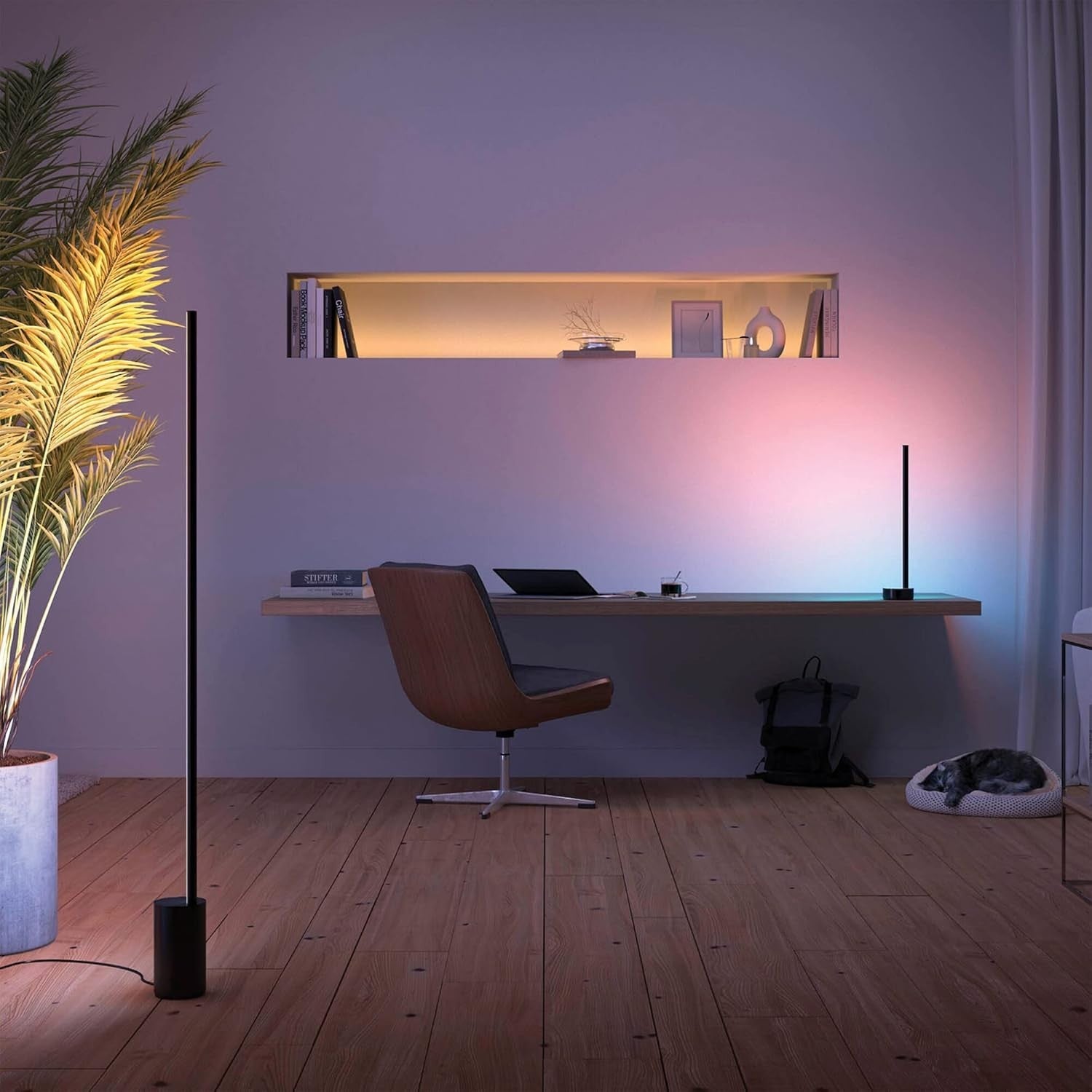 Smart LED Gradient Table Lamp with Voice & App Control, 28x28x141cm