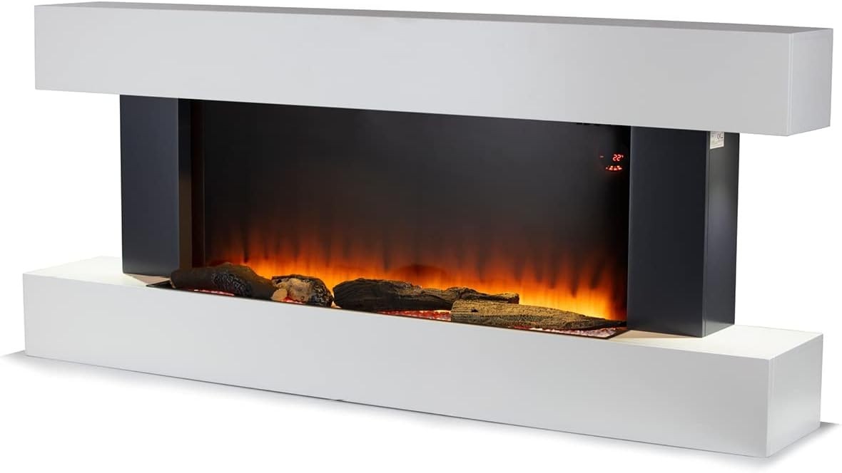 Wall Mounted Electric Fireplace Heater 2000W Flame Effect Remote LED