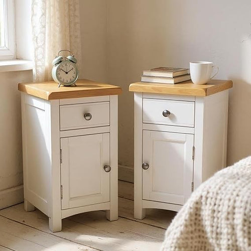 Snow White Bedside Tables Set of 2 | Fully Assembled Wooden Cabinets
