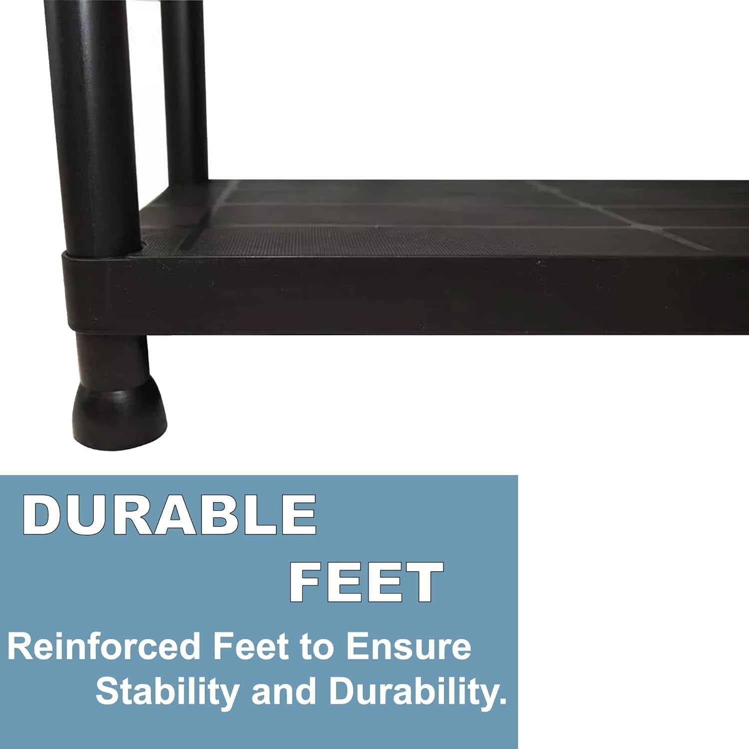 3-Tier Plastic Storage Shelf 40D x 80W x 96H cm Heavy Duty Black
