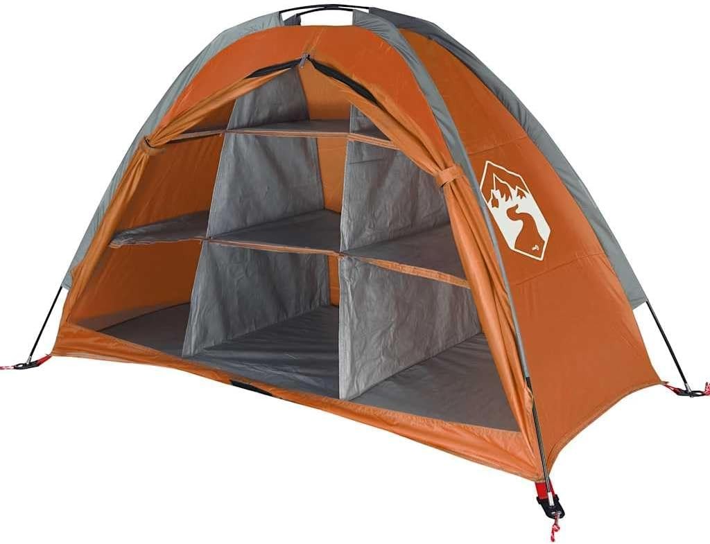 9 Compartment Camping Storage Tent Grey Orange Organiser