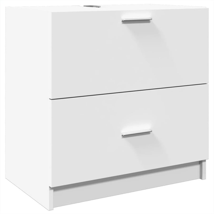 White Bathroom Sink Cabinet 59x37x59cm Modern Under Sink Storage Unit