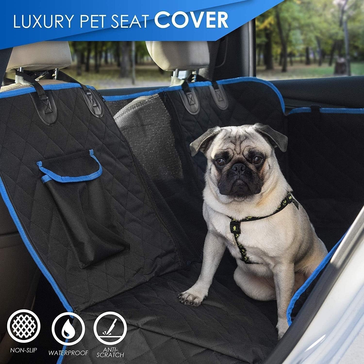 Waterproof Dog Car Hammock Back Seat Cover Mesh Window Non Slip Mat