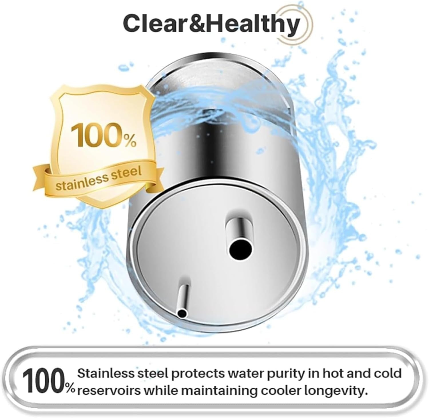 Compact Hot Cold Water Dispenser Countertop Bottle Cooler Home Office