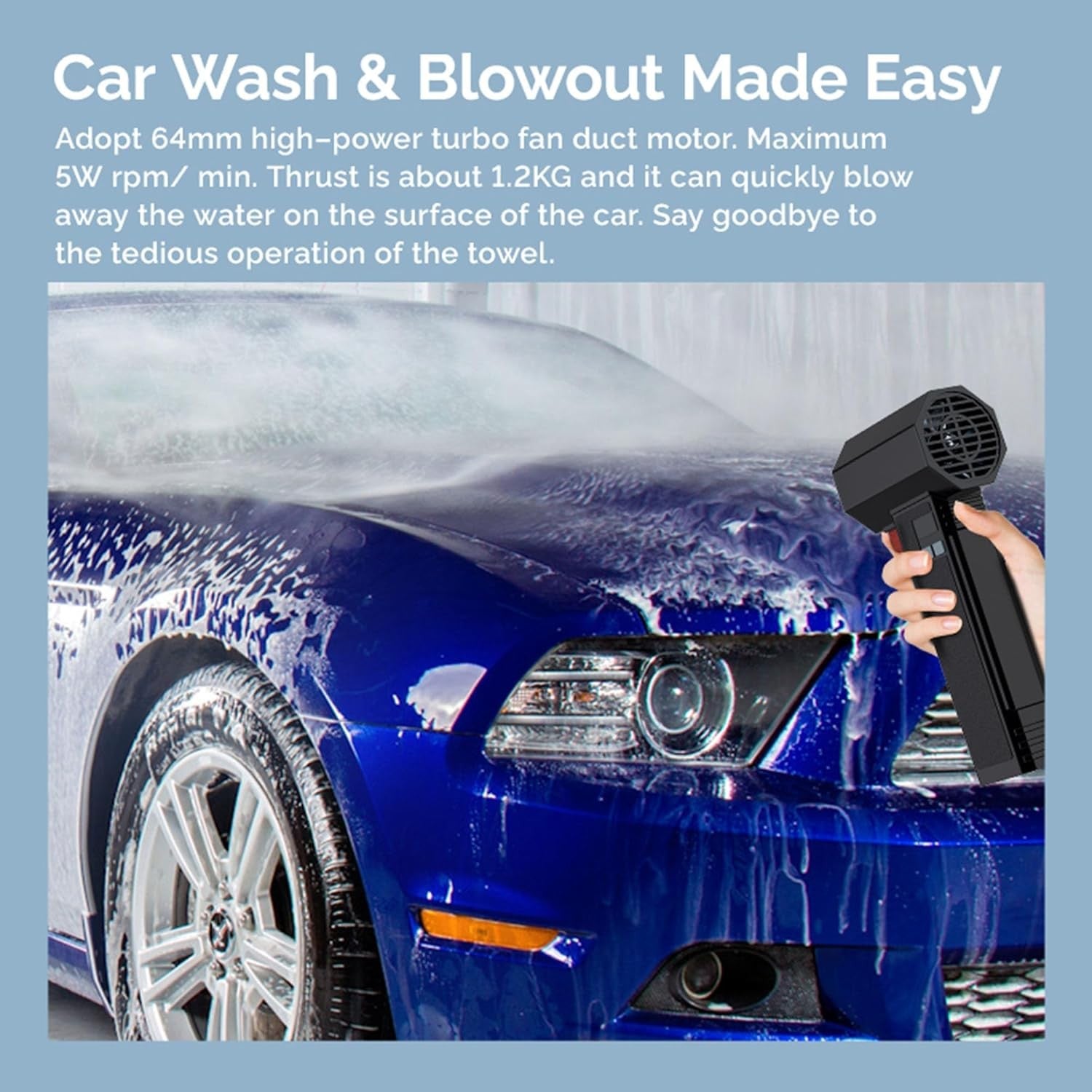 Cordless Turbo Air Blower 1600G High Power LED Car Dryer Leaf Snow Cleaner