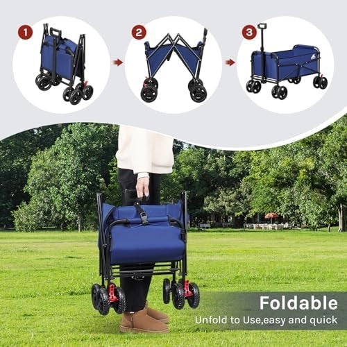 Heavy Duty Folding Utility Wagon 80kg All Terrain Cart Camping Beach