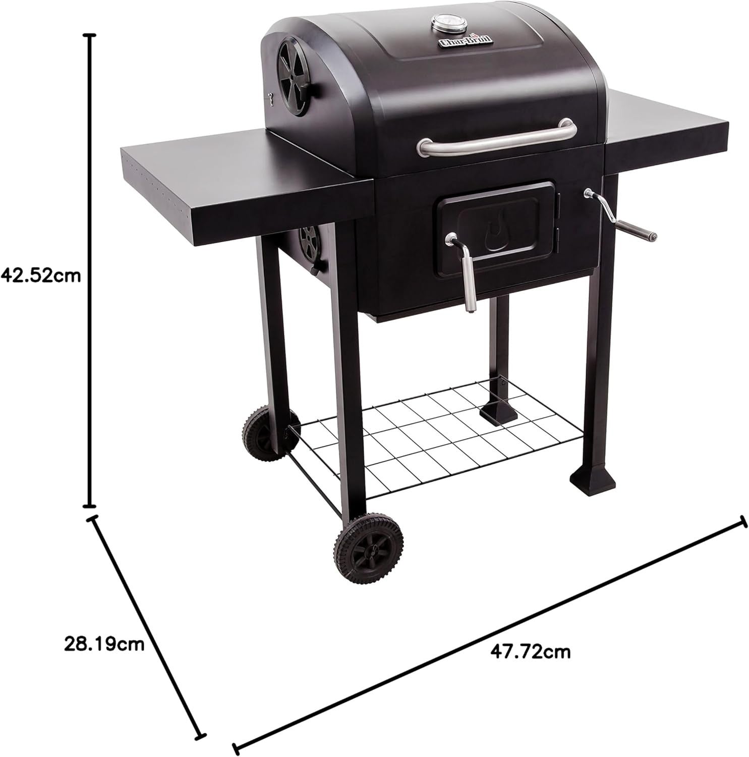 Outdoor Charcoal BBQ Grill with Side Shelf & Storage Rack | Adjustable Heat