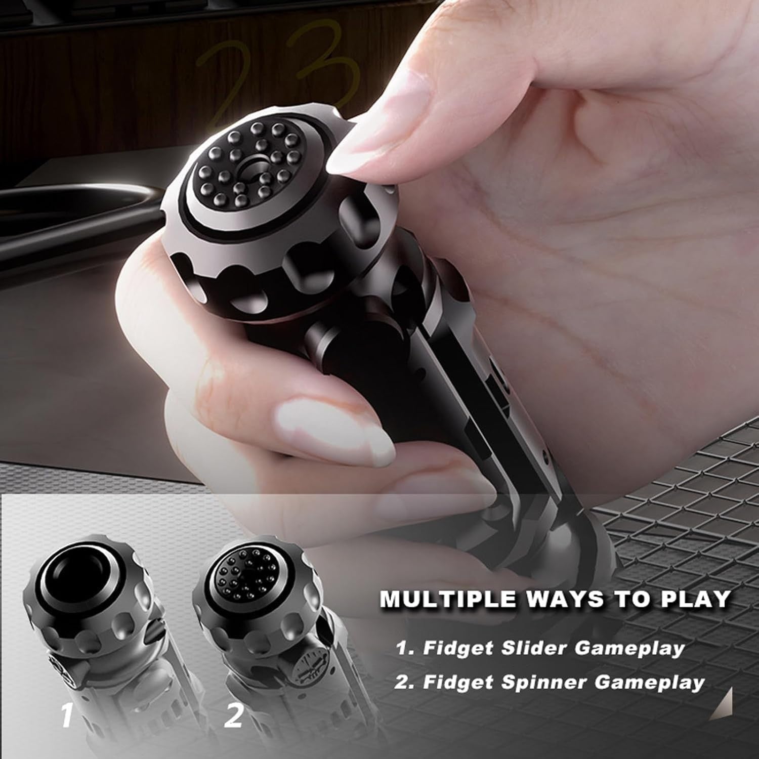 Black Metal EDC Fidget Blaster Silent Slider Clicker Stress Toy