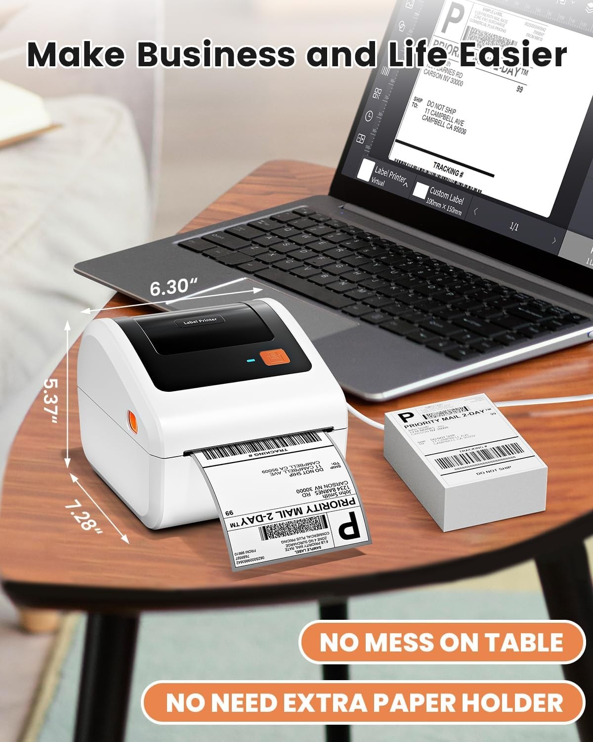 Bluetooth Thermal Shipping Label Printer 4x6 USB Postage Labels