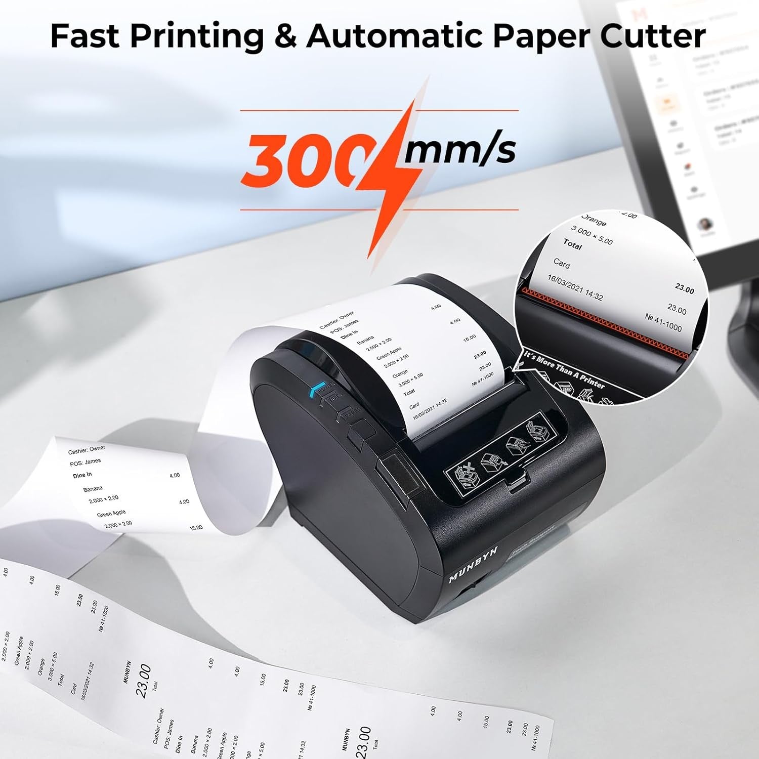 MUNBYN Thermal Receipt Printer POS USB/Ethernet for Home & Business