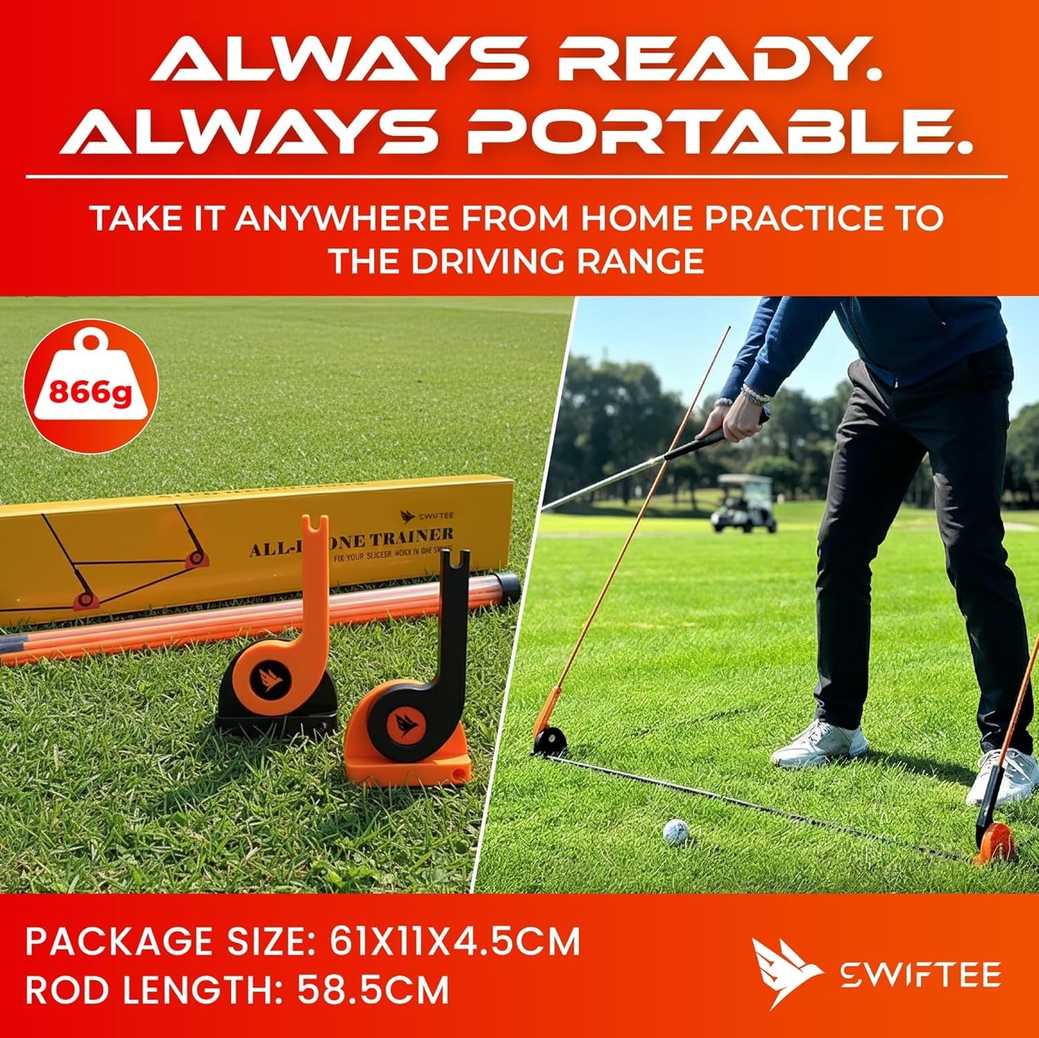 Golf Alignment Trainer Adjustable Swing Plane & Putting Aid