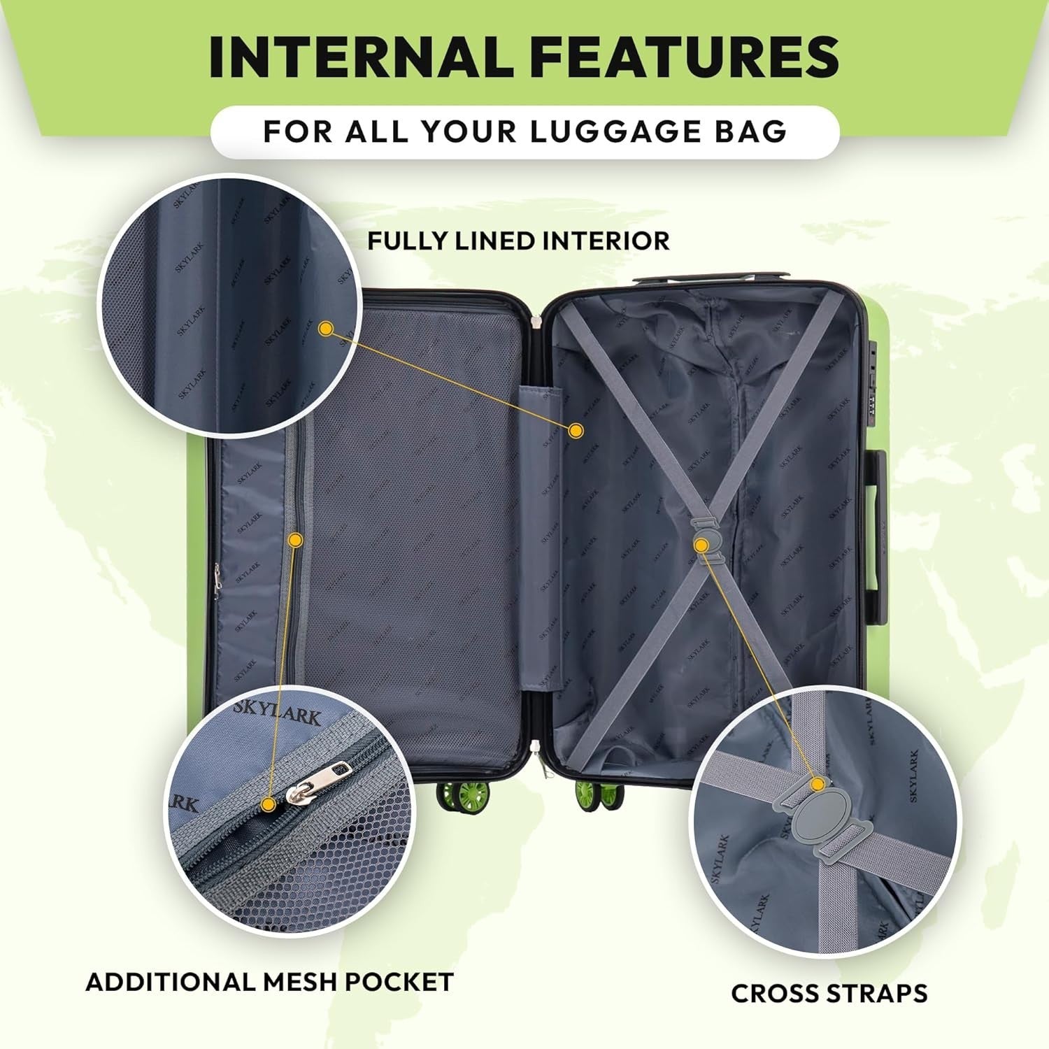 24 Inch Medium Travel Suitcase ABS Hard Shell Lightweight 4 Wheel Spinner