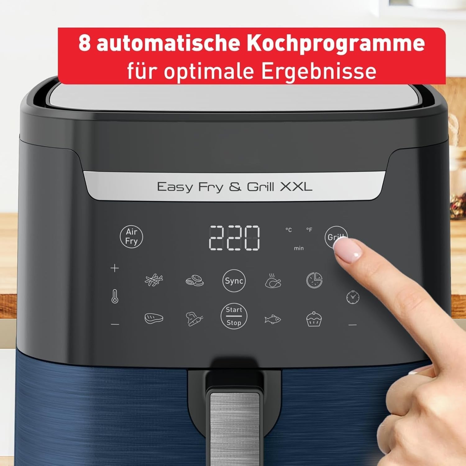 XXL Air Fryer Grill 6.5L 2 in 1 Hot Air Fryer Smoke Free 8 Presets