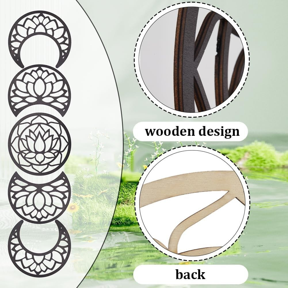 Moon Phase Wall Decor Wooden Boho 5-Piece Hanging Art