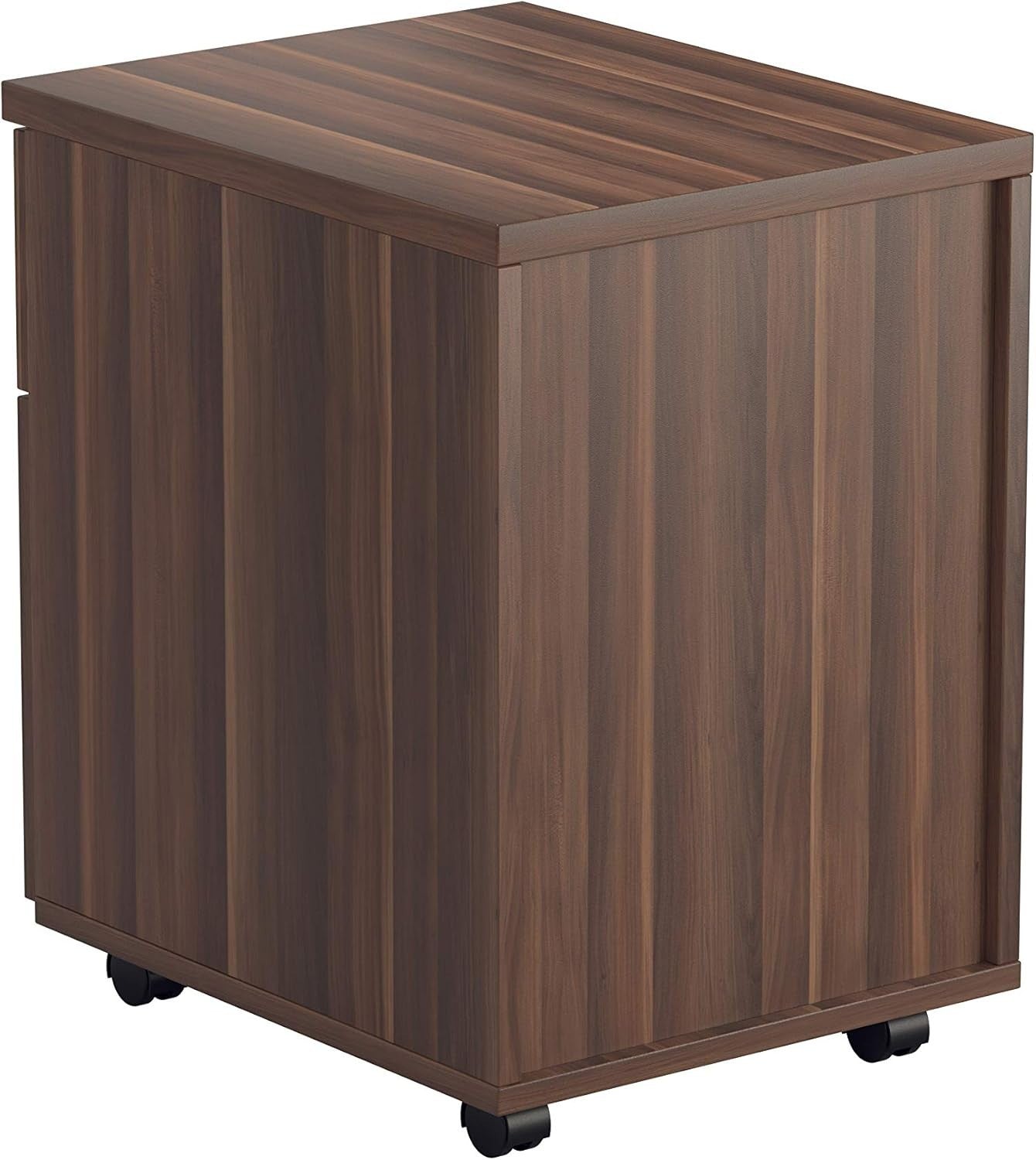 Lockable 2 Drawer Mobile Filing Cabinet Pedestal Office Storage Dark Walnut