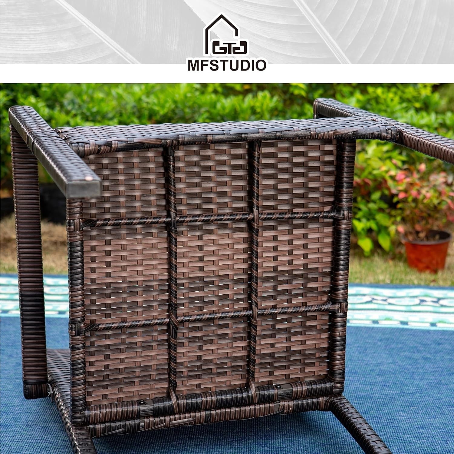 Outdoor Rattan Patio Chairs Set of 2 with Cushions Weatherproof Garden Seats