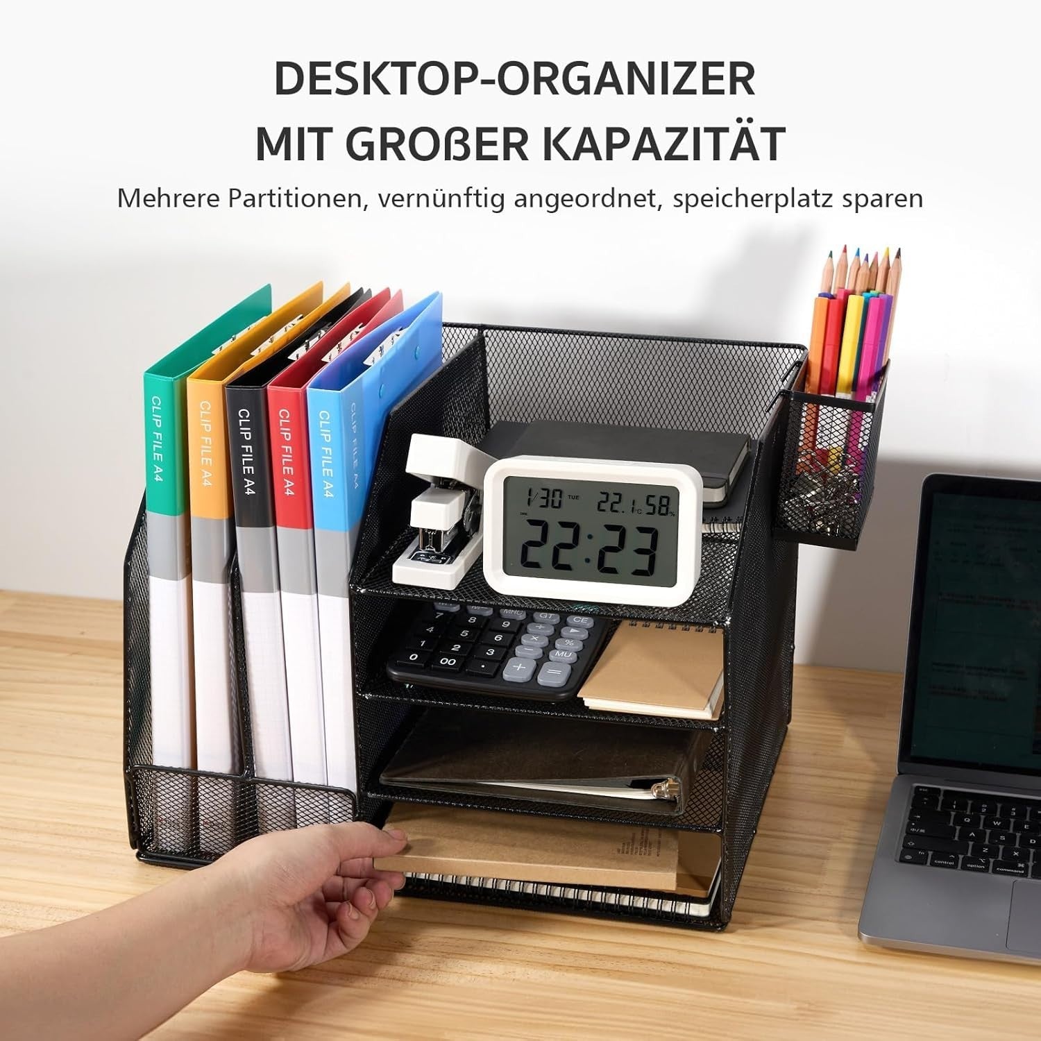 4-Tier Stackable Desk Organizer Letter Tray – Metal File Holder