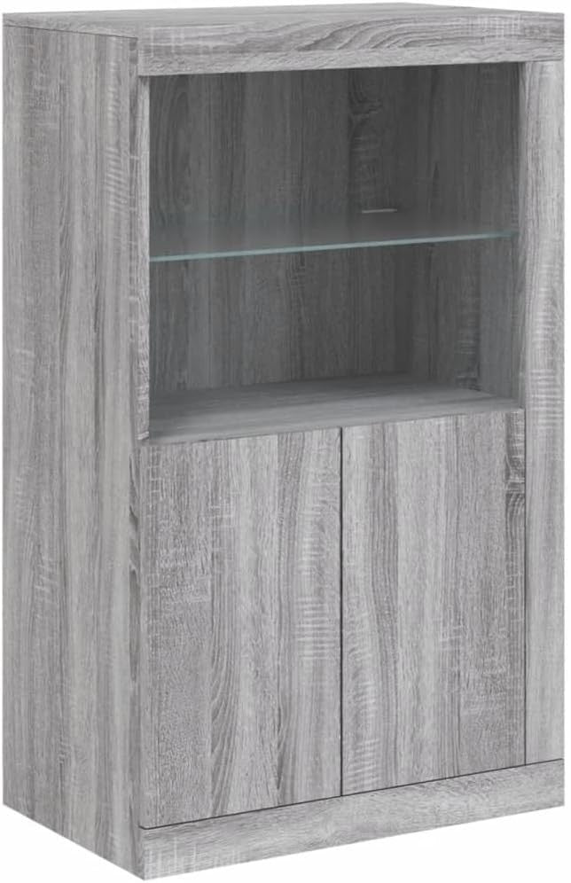 Grey Sonoma LED Sideboard Cabinet – Moisture Resistant, Modern Storage