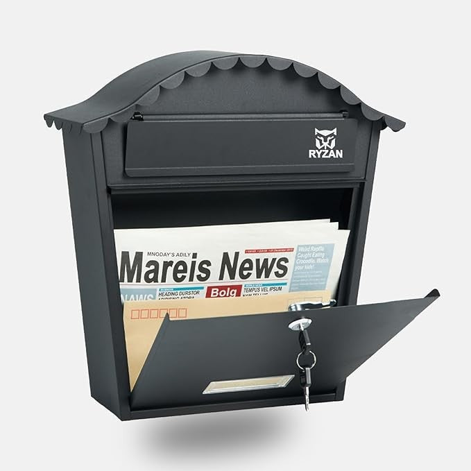 Wall Mounted Waterproof Mailbox Outdoor Steel Post Box Lockable Secure Parcel