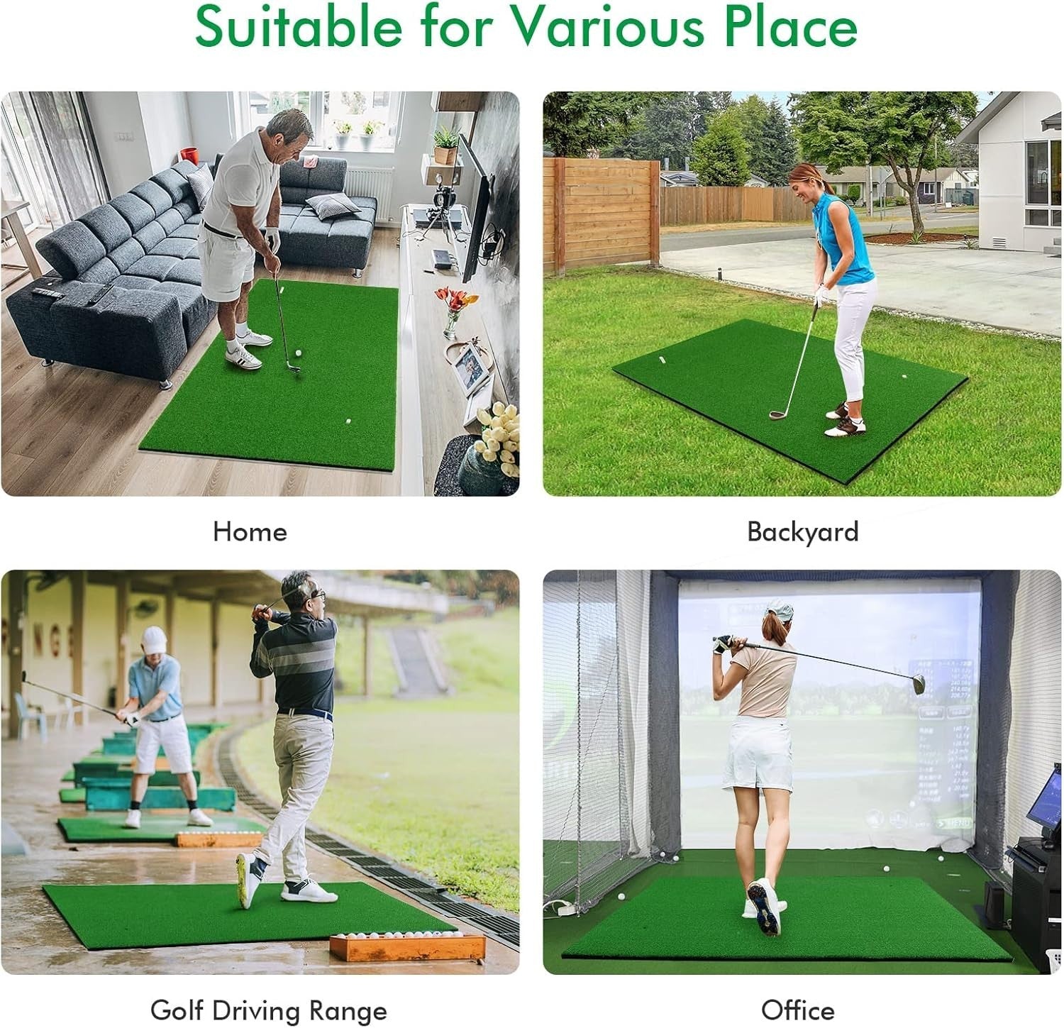 5x3ft Golf Practice Mat Artificial Grass Turf Driving Chipping Indoor Outdoor