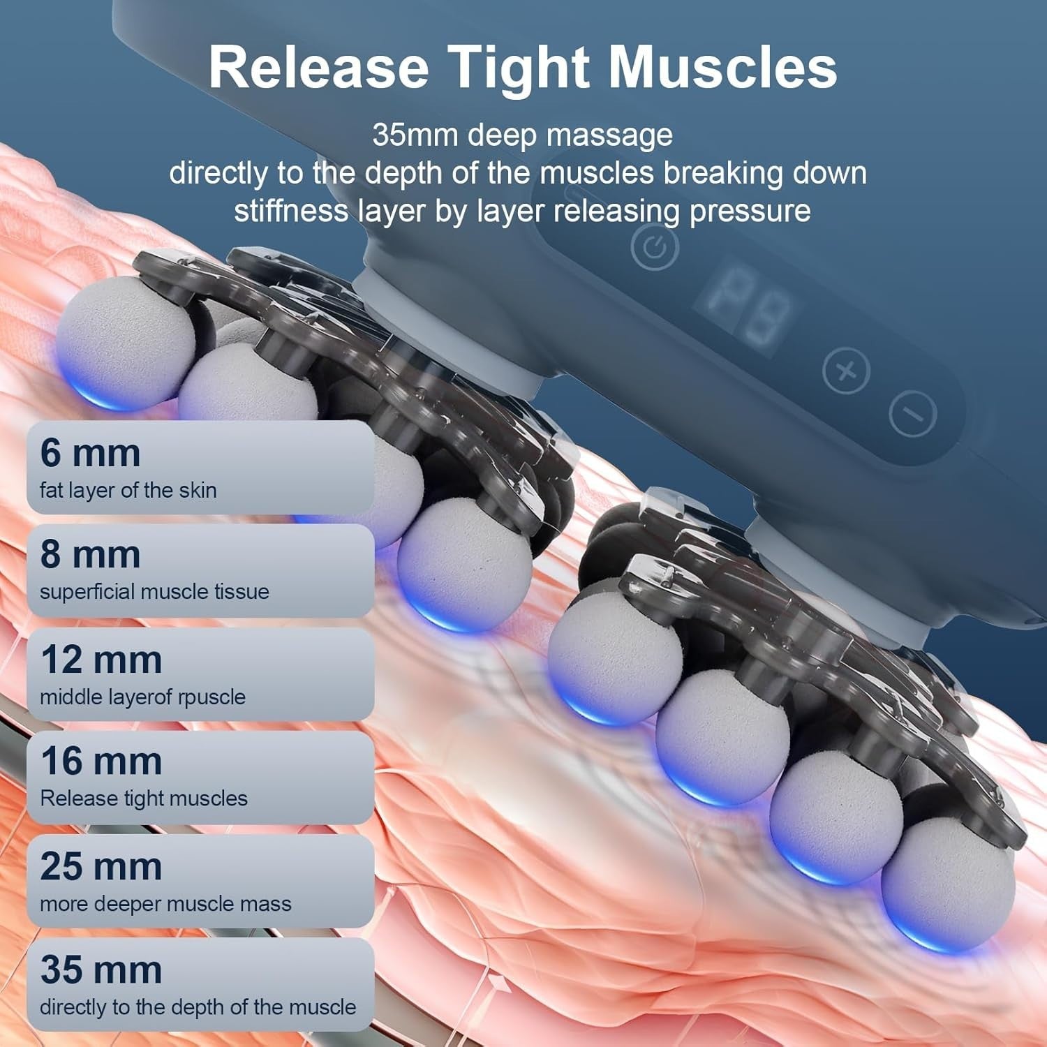 42 Head Deep Tissue Massage Gun Full Body Muscle Relief LCD Red Light
