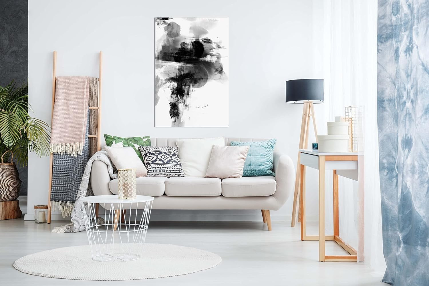 Black White Panther Canvas Wall Art 91x61cm Framed
