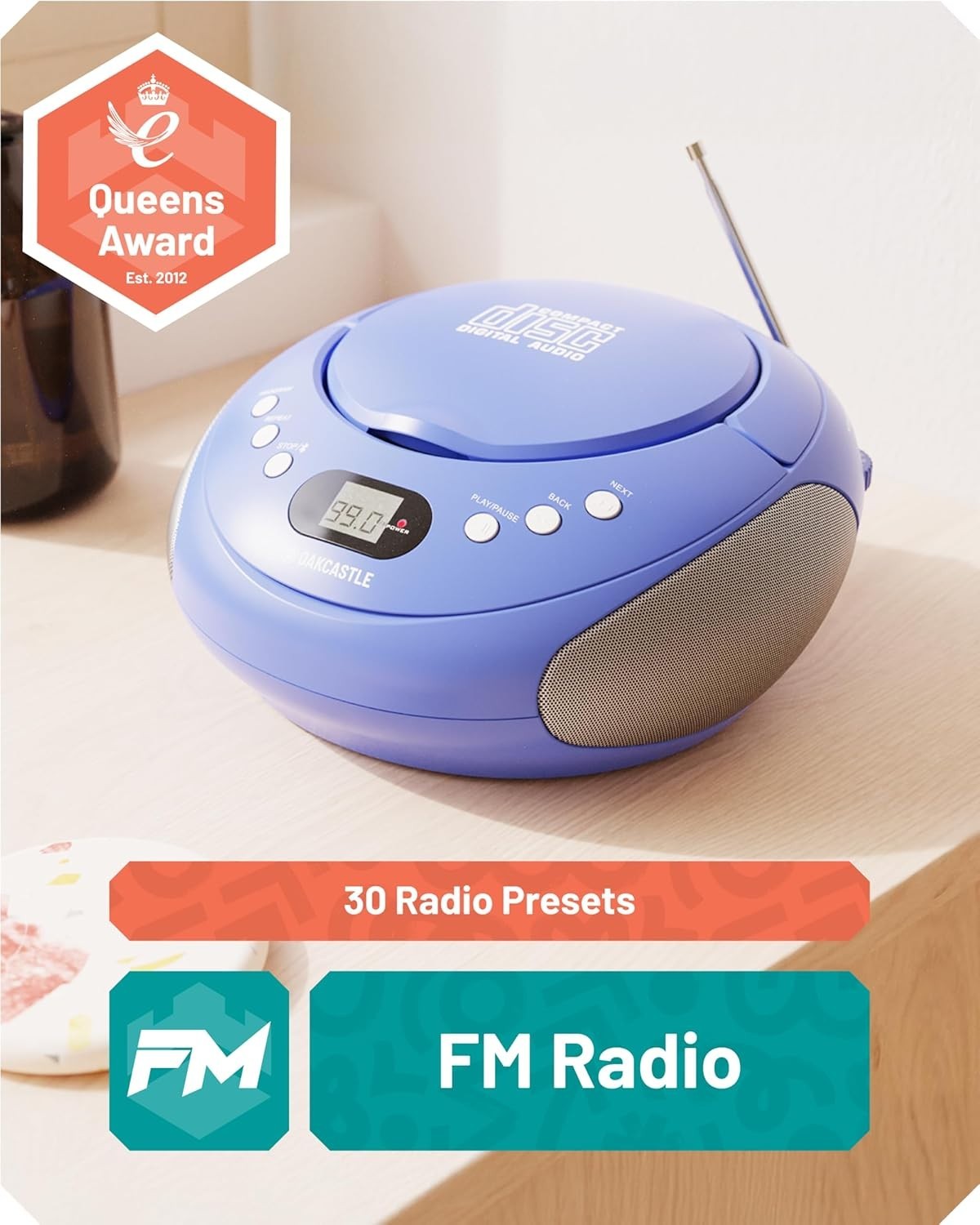 Portable Bluetooth CD Boombox FM Radio Stereo Player LED Display Blue