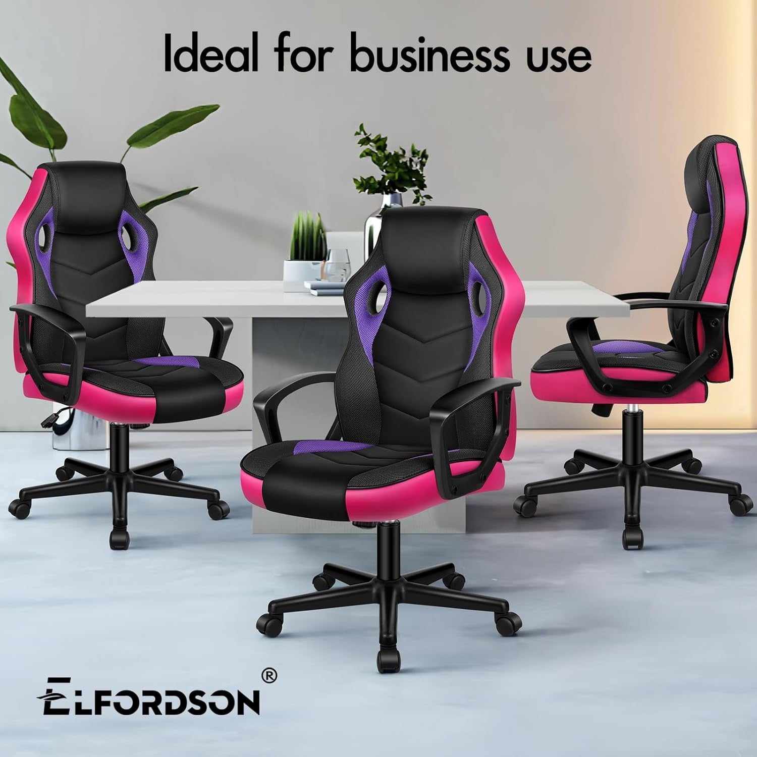 Ergonomic Gaming Chair Racing Style Swivel Office Desk Chair Purple