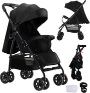 Ultra Lightweight Pushchair 4.6kg Compact Fold Lie-Flat Baby Stroller Black