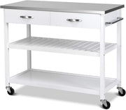 Kitchen Island Trolley on Wheels Stainless Steel Worktop Storage Cart