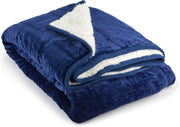 6.9kg Weighted Sherpa Blanket Navy Blue 60x80" (150x203cm) Cozy