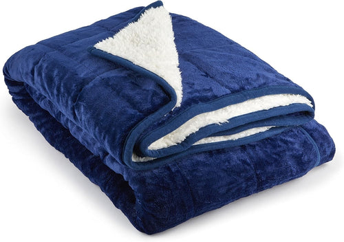 6.9kg Weighted Sherpa Blanket Navy Blue 60x80" (150x203cm) Cozy
