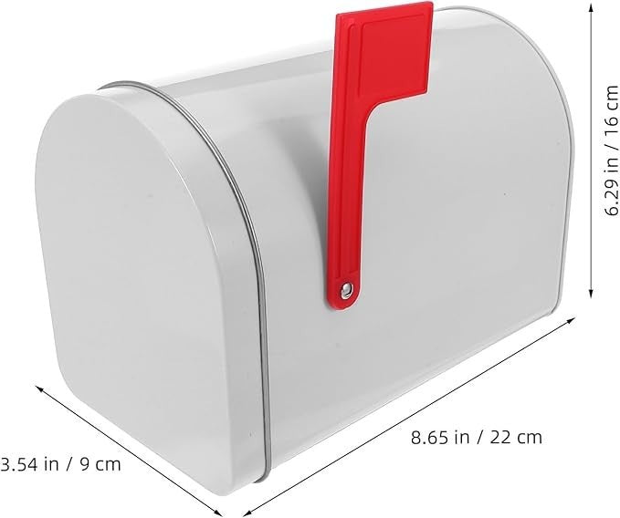 Mini Metal Mailbox Ornament Waterproof Tin Box Durable Toy Decor 16x22x9cm