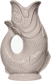 Fish Shaped Glug Jug Mushroom Ceramic Water Pitcher Decorative 0.6L 22cm