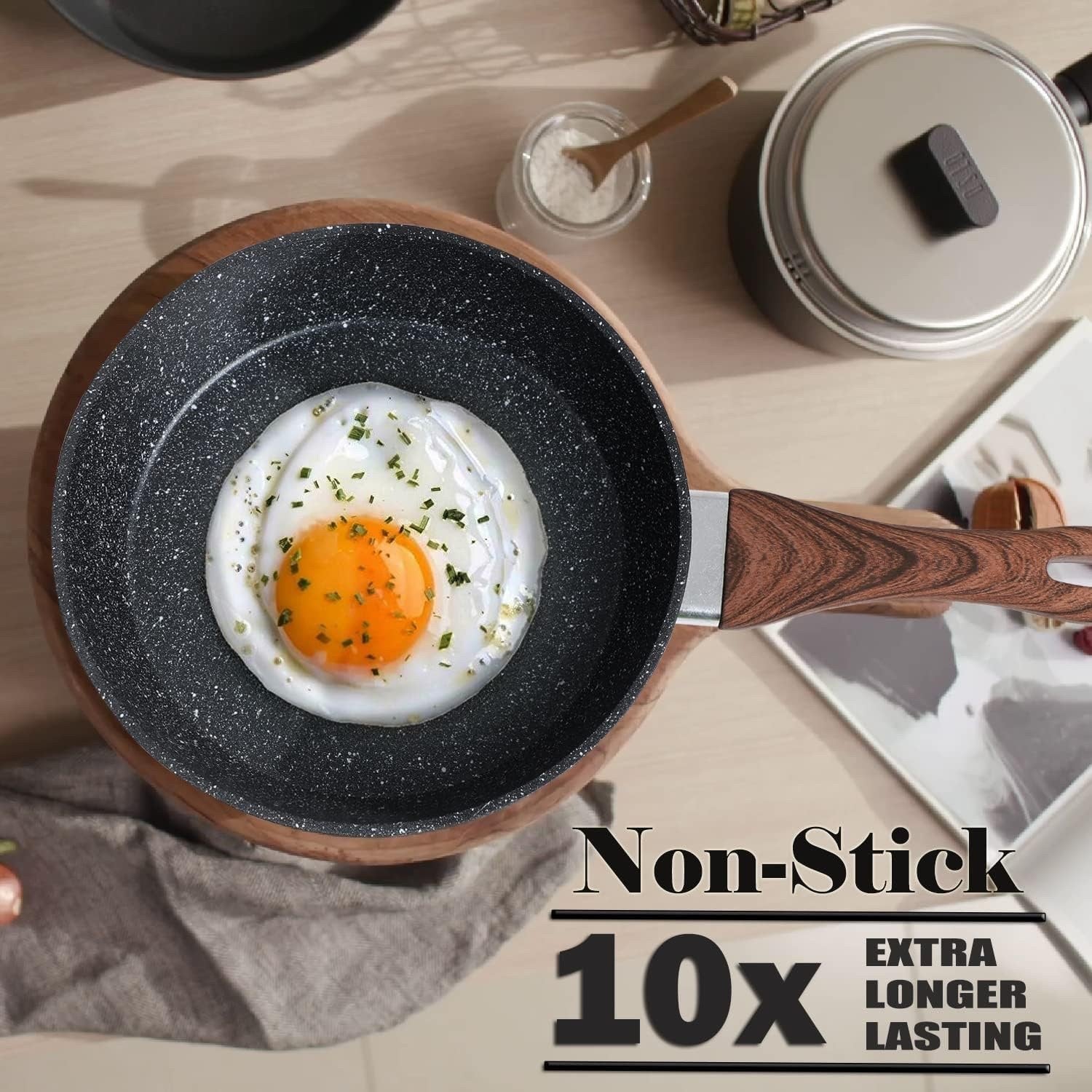 12pcs Black Granite Induction Cookware Set Non Stick Pans Pots with Glass Lids