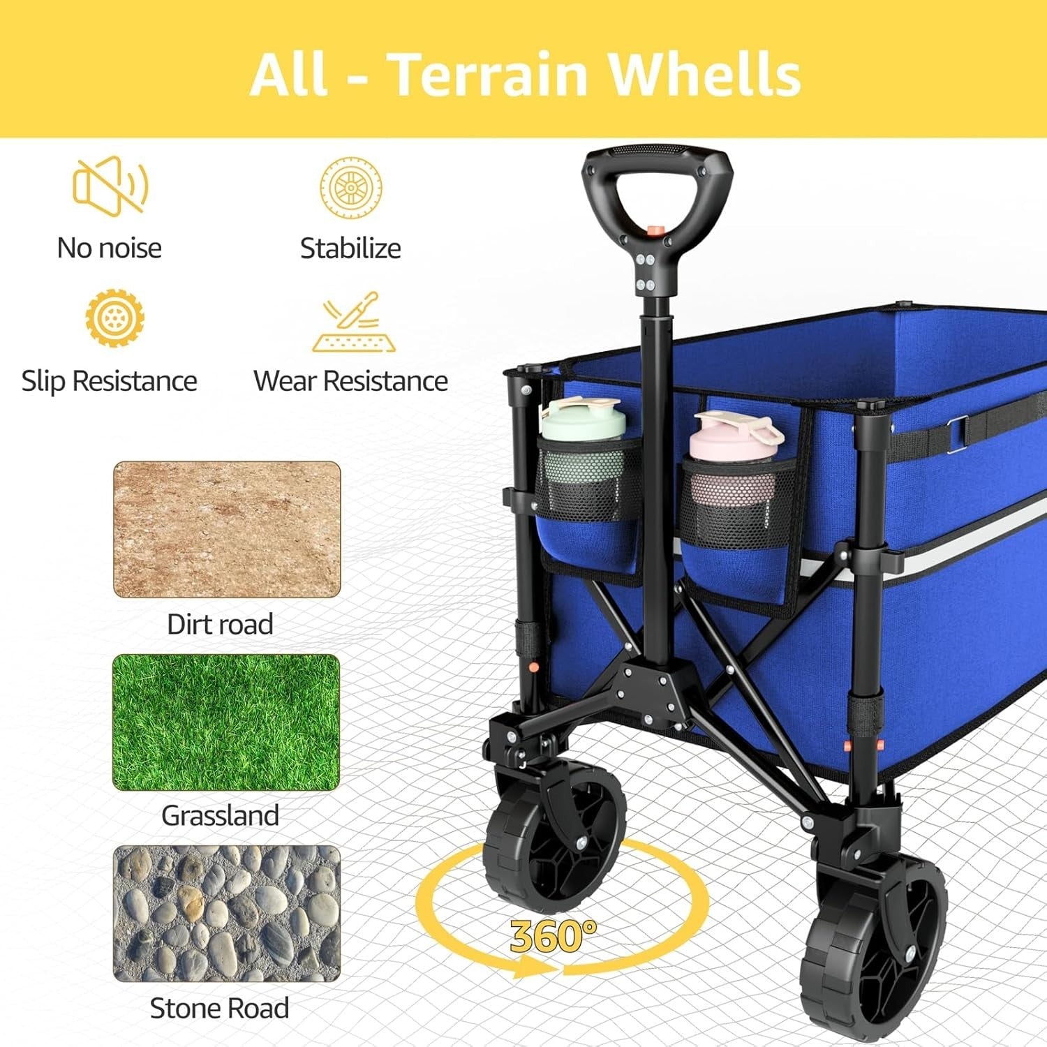 Foldable Collapsible Wagon Cart Heavy Duty Outdoor Utility Trolley with Wheels
