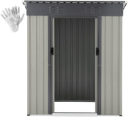 3x5ft Metal Garden Storage Shed Grey Outdoor Tool Bike Box Sliding Door