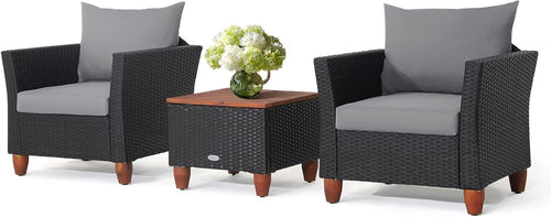 3pc Rattan Garden Furniture Set Wicker Chairs Table Outdoor Patio