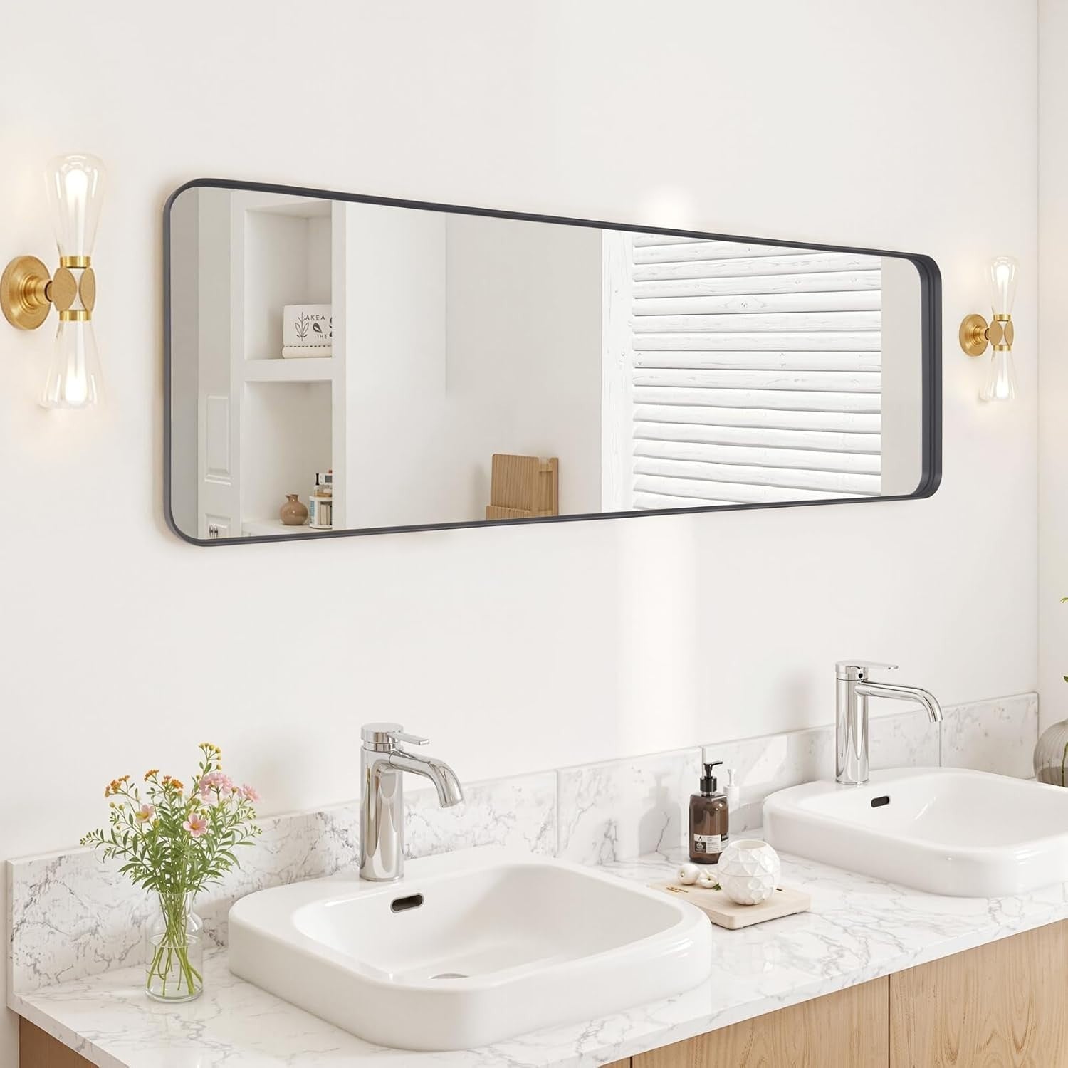 Full Length Wall Mirror 161x52cm Black Frame Leaning Mirror for Bedroom